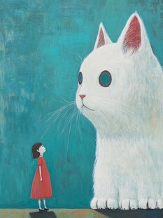 猫咪女孩装饰画