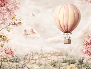 热气球插画场景