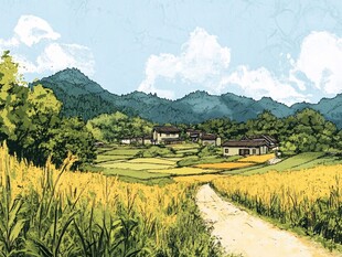 农村风景插画