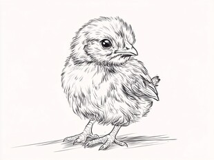 手绘雏鸡