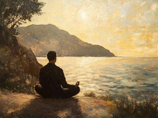 水边沉思的人