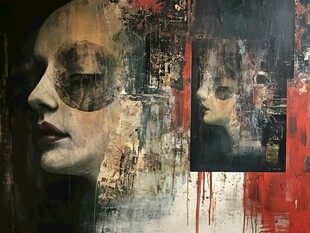 人脸色块拼接装饰画