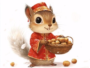 松鼠零食包装插画