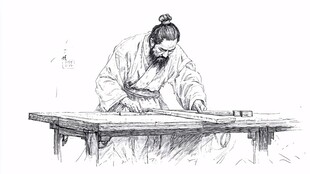 手绘神农式古琴