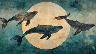 创意鲸鱼当代装饰画