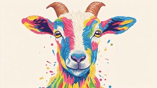 彩绘山羊流行抽象画