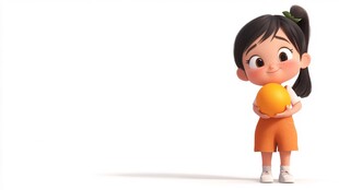 站在芒果上的小姑娘