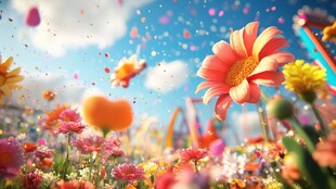 唯美梦幻花田场景