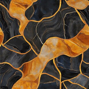 动感线条黄橙色抽象画