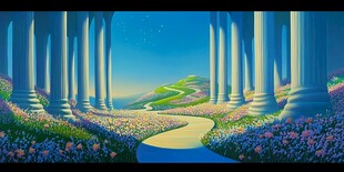 唯美梦幻花田场景