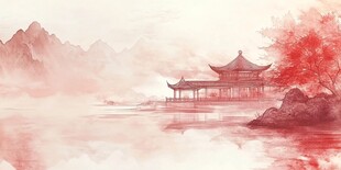 插画爱晚亭