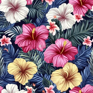 热带花枝四方连续图