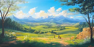 乡村场景插画