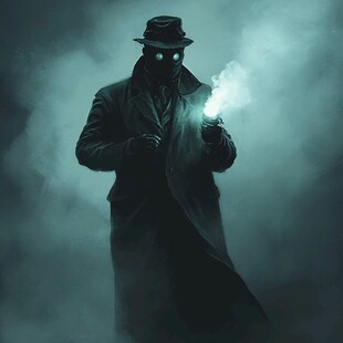 卡通冷峻侦探头像