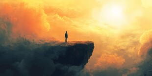 站在悬崖边上的男人