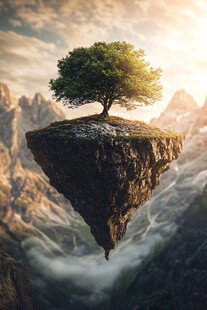 生长在悬崖边的两棵树