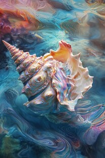 海螺油画
