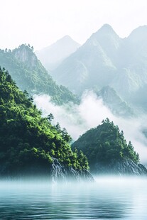 禅意山水山峰云雾风景