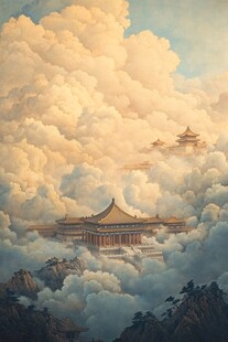 北欧美式天宫风景画