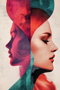 人脸色块拼接装饰画