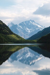 雪山湖泊倒影