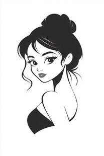 黑白人物插画