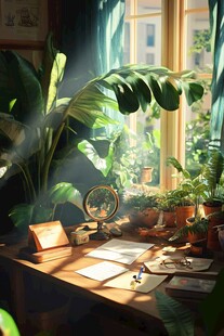 阳光植物窗台小绿植