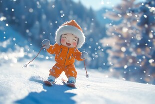 东北小孩春节雪人