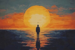 看日出插画