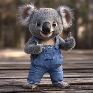穿着背带裤的考拉