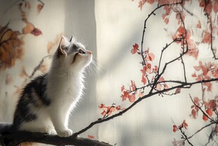 阳光下的花猫