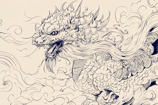 线描简约版龙抬头