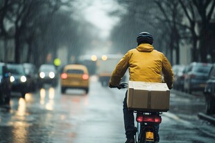 雨中送餐