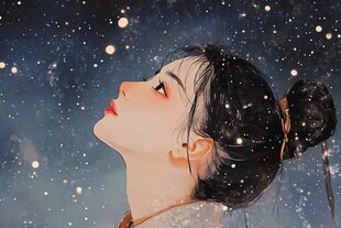 水彩风汉服美女