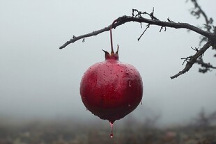 雨中石榴果