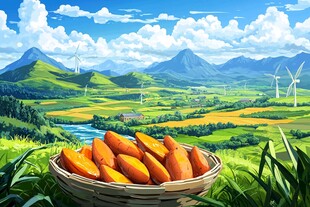 芒果采摘园插画