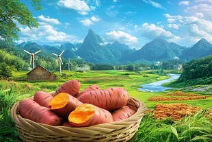 水墨山水丰收场景