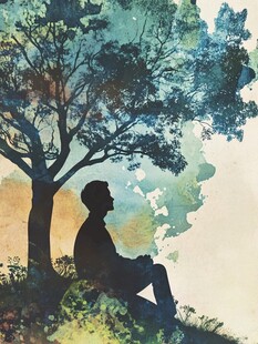 坐在树下的人
