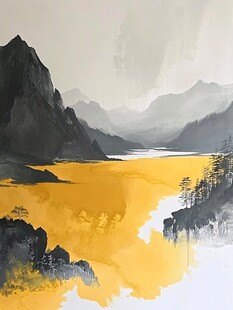 新中禅意山水岩彩画
