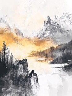 加拿大彩绘山水水墨