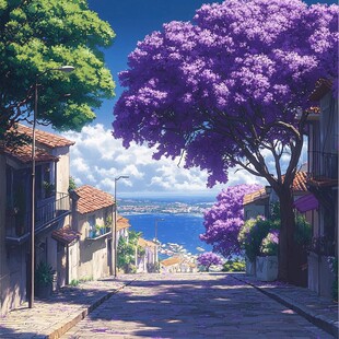 开满蓝花楹的街道