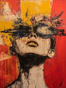 人脸色块拼接装饰画