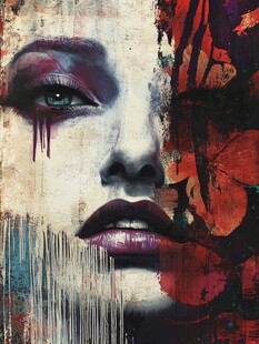 人脸色块拼接装饰画