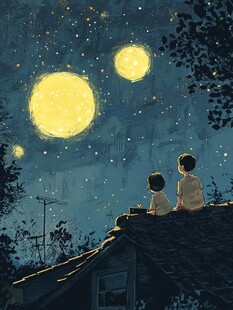 美好的夜晚插画