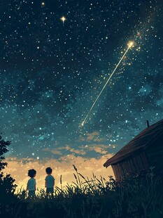 创意夜晚星点流星