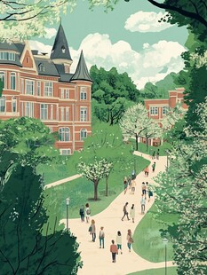 大学校园插画