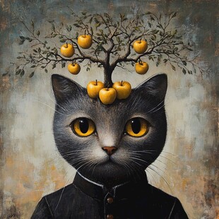 手绘猫头创意装饰挂画