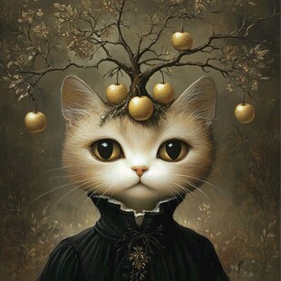 手绘猫头创意装饰挂画