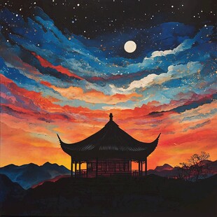 爱晚亭插画