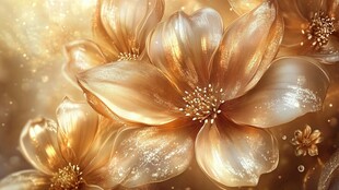 高精手绘黄金拉丝花卉